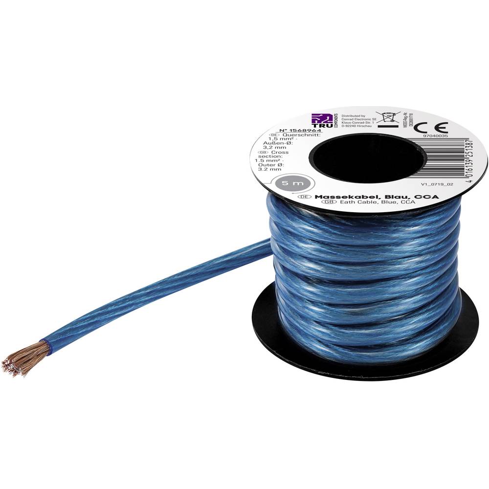 TRU COMPONENTS 1568964 zemnicí kabel 1 x 1.50 mm², modrá, 5 m