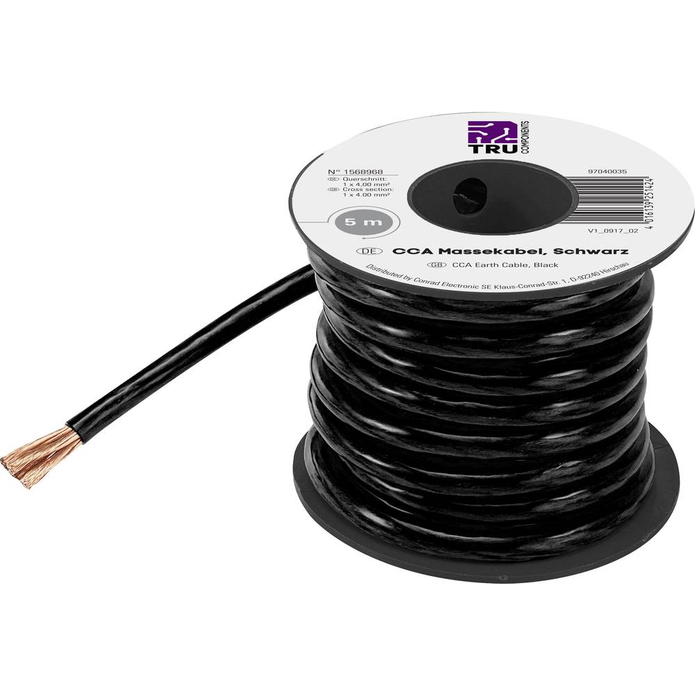 TRU COMPONENTS 1568968 zemnicí kabel 1 x 4 mm² černá 5 m