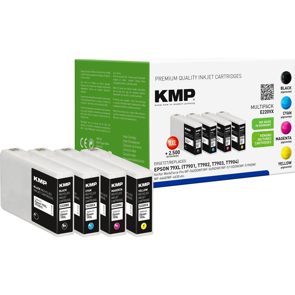 KMP Ink náhradní Epson 79XL, T7901, T7902, T7903, T7904 kompatibilní kombinované balení černá, azurová, purppurová, žlut