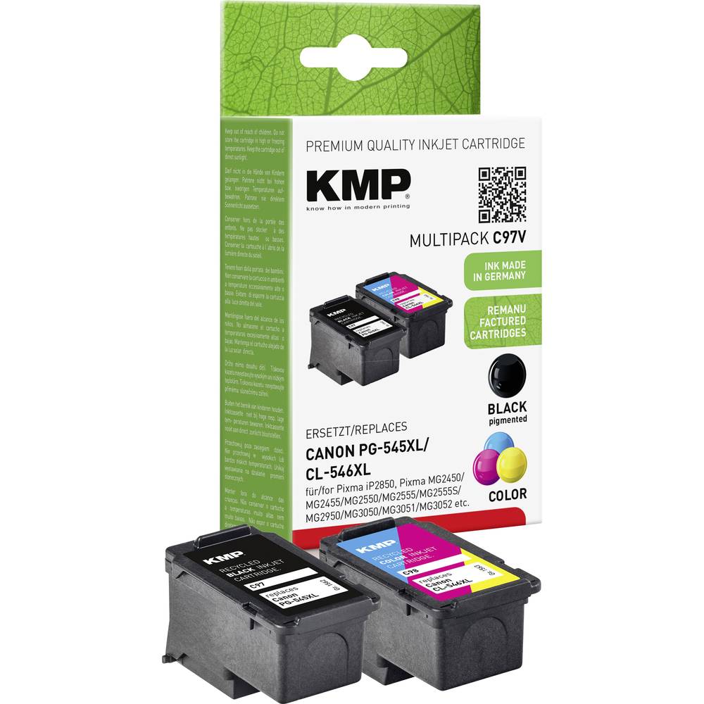 KMP Ink náhradní Canon PG-545XL, CL-546XL kompatibilní kombinované balení černá, azurová, purppurová, žlutá C97V 1562,40