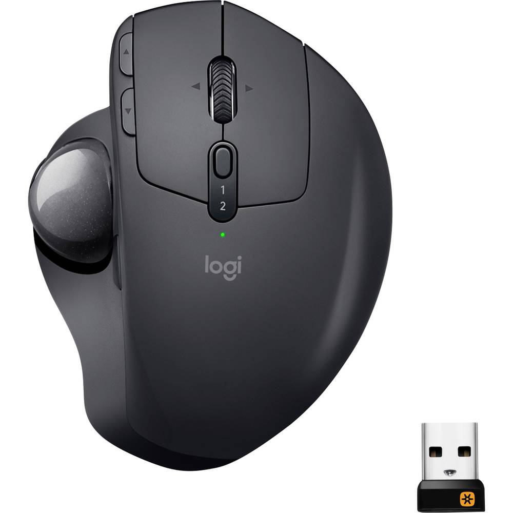 Logitech MX Ergo Trackball Bluetooth®, bezdrátový optická černá 8 tlačítko 380 dpi ergonomická, integrovaný trackball, n