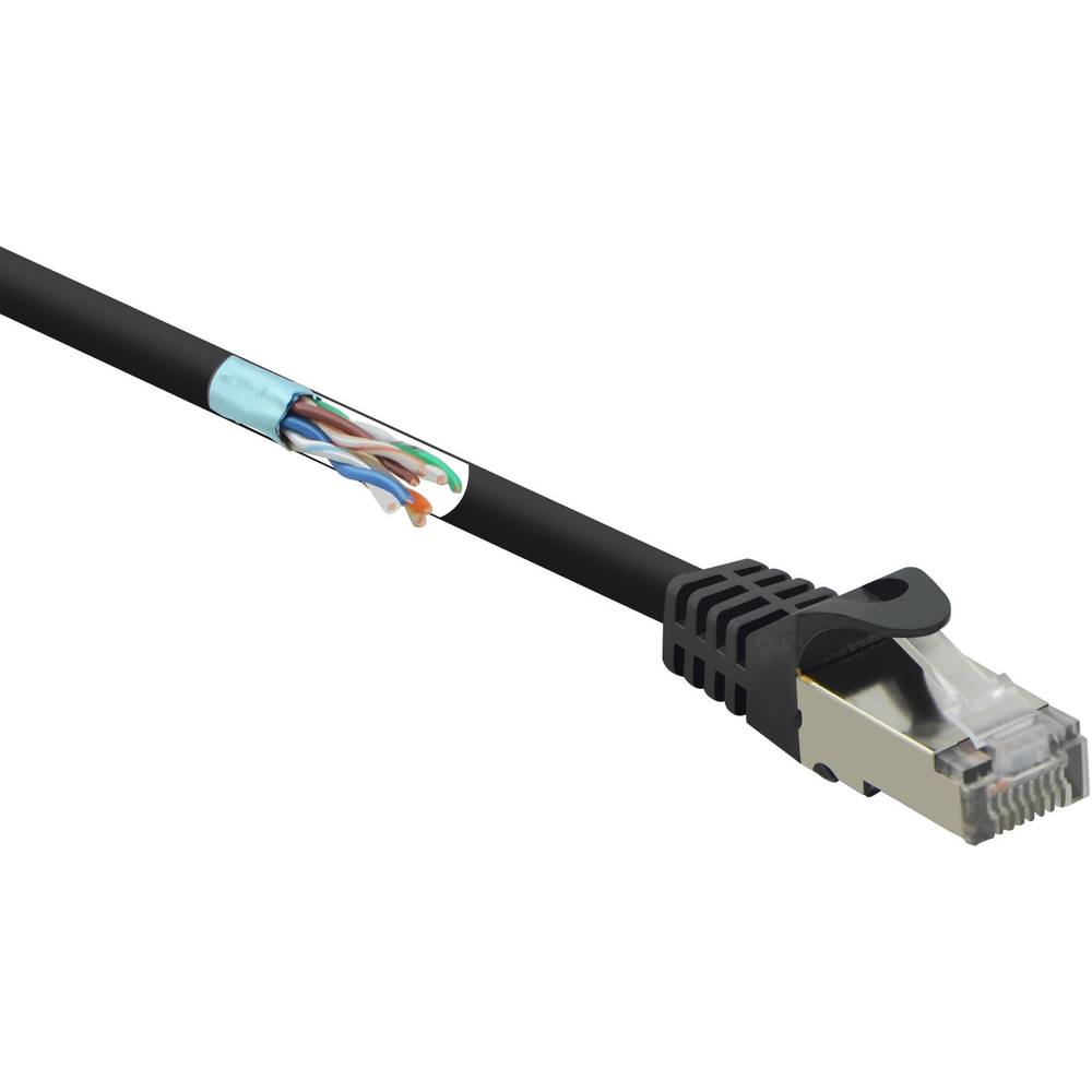 Renkforce RF-4732884 RJ45 síťové kabely, propojovací kabely CAT 5e F/UTP 5.00 m černá s ochranou 1 ks