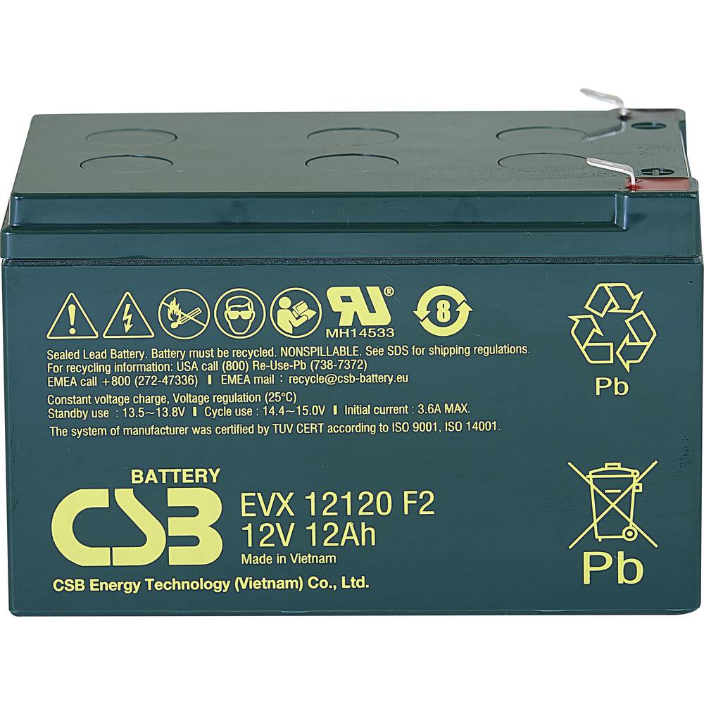 CSB Battery EVX 12120 EVX12120F2 olověný akumulátor 12 V 12 Ah olověný se skelným rounem (š x v x h) 151 x 100 x 98 mm p