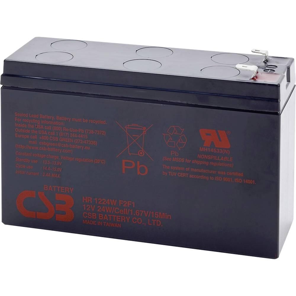 CSB Battery HR 1224W high-rate HR1224WF2F1 olověný akumulátor 12 V 5.8 Ah olověný se skelným rounem (š x v x h) 151 x 98