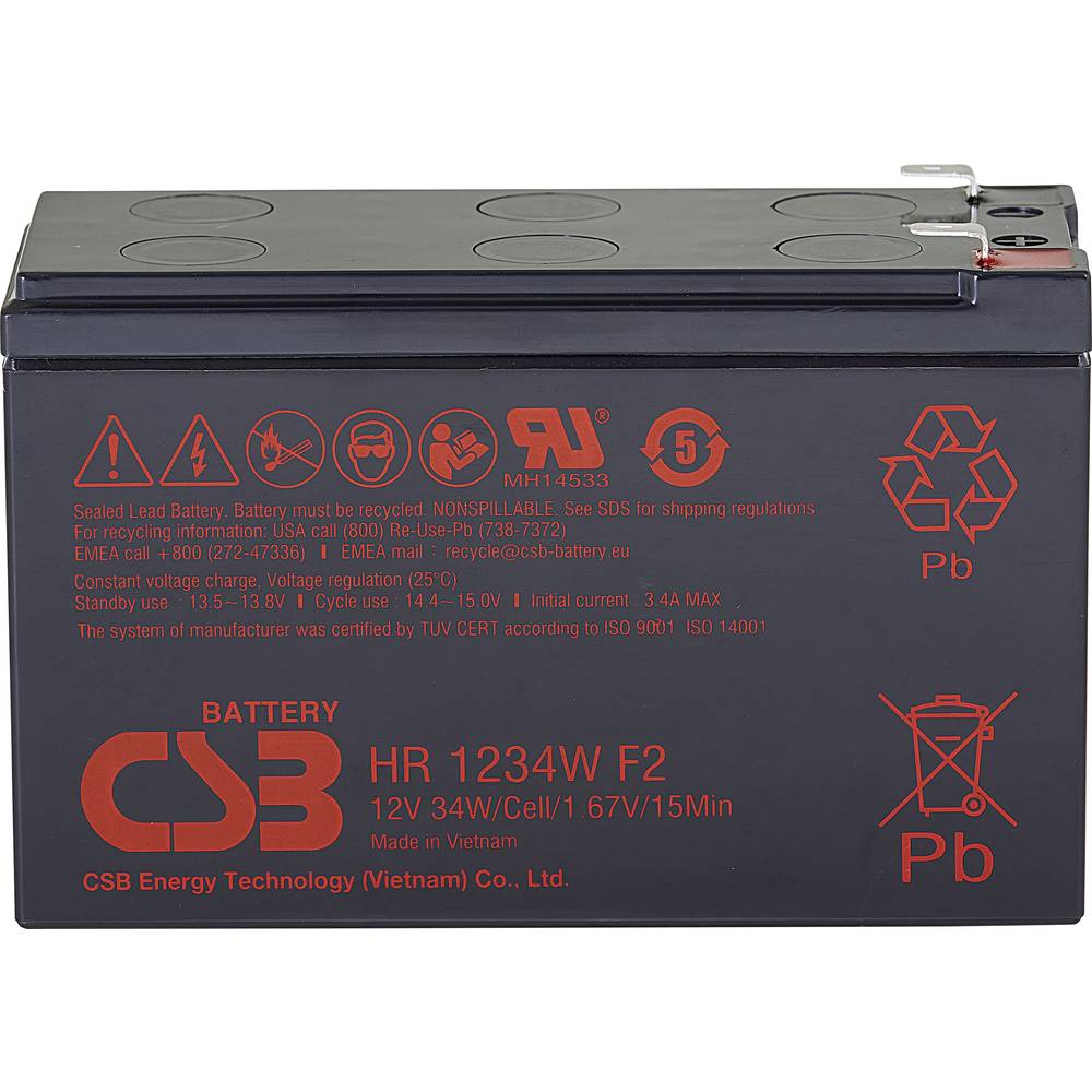 CSB Battery HR 1234W high-rate HR1234WF2 olověný akumulátor 12 V 8.4 Ah olověný se skelným rounem (š x v x h) 151 x 99 x