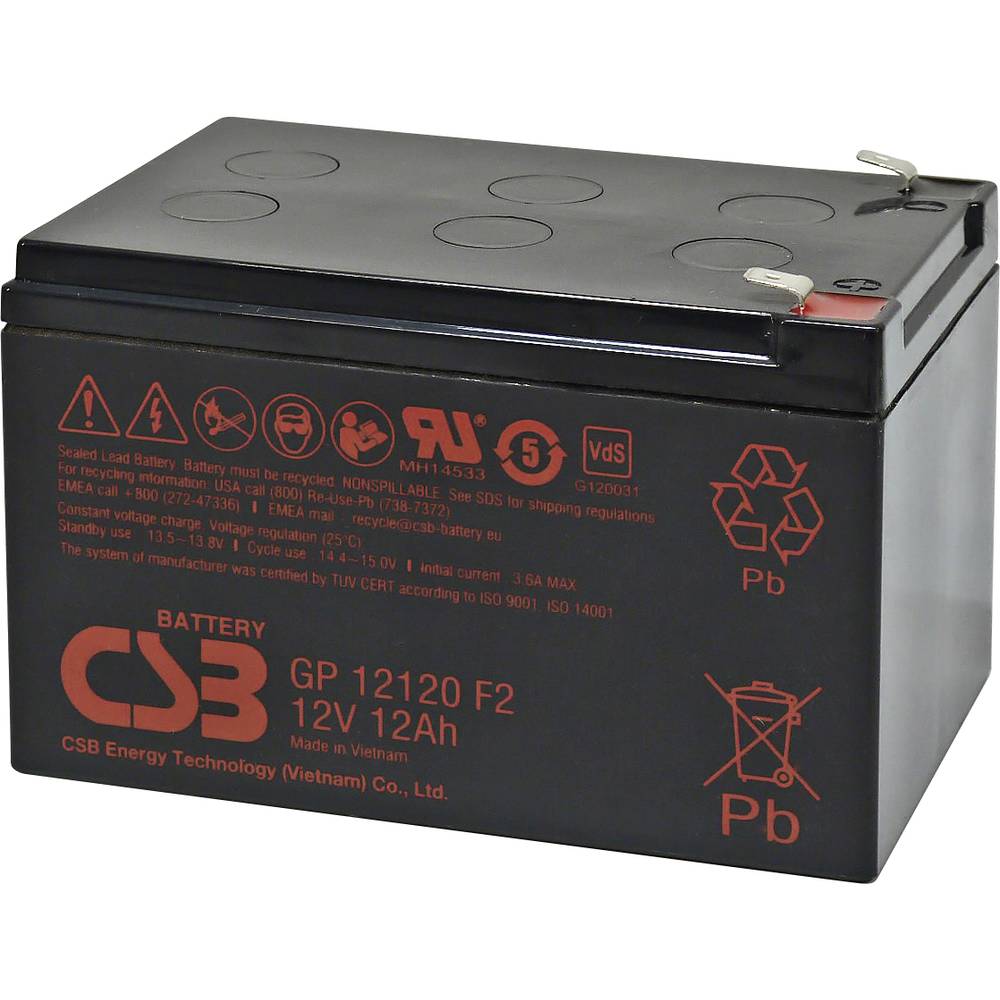 CSB Battery GP 12120 Standby USV GP12120F2 olověný akumulátor 12 V 12 Ah olověný se skelným rounem (š x v x h) 151 x 100