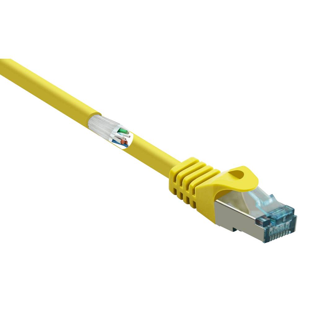 Renkforce RF-5153664 RJ45 síťové kabely, propojovací kabely CAT 6A S/FTP 10.00 m žlutá s ochranou, samozhášecí 1 ks