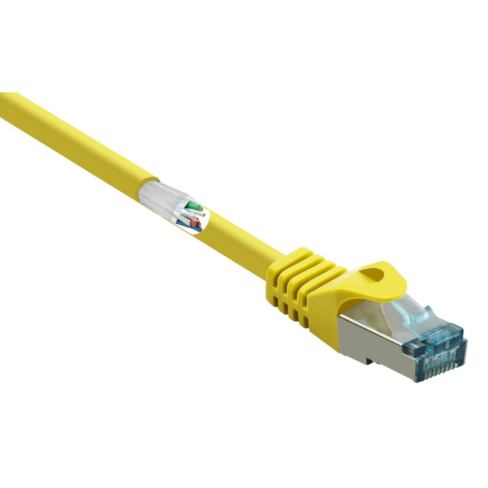Renkforce RF-5088648 RJ45 síťové kabely, propojovací kabely CAT 6A S/FTP 2.00 m žlutá s ochranou, samozhášecí 1 ks
