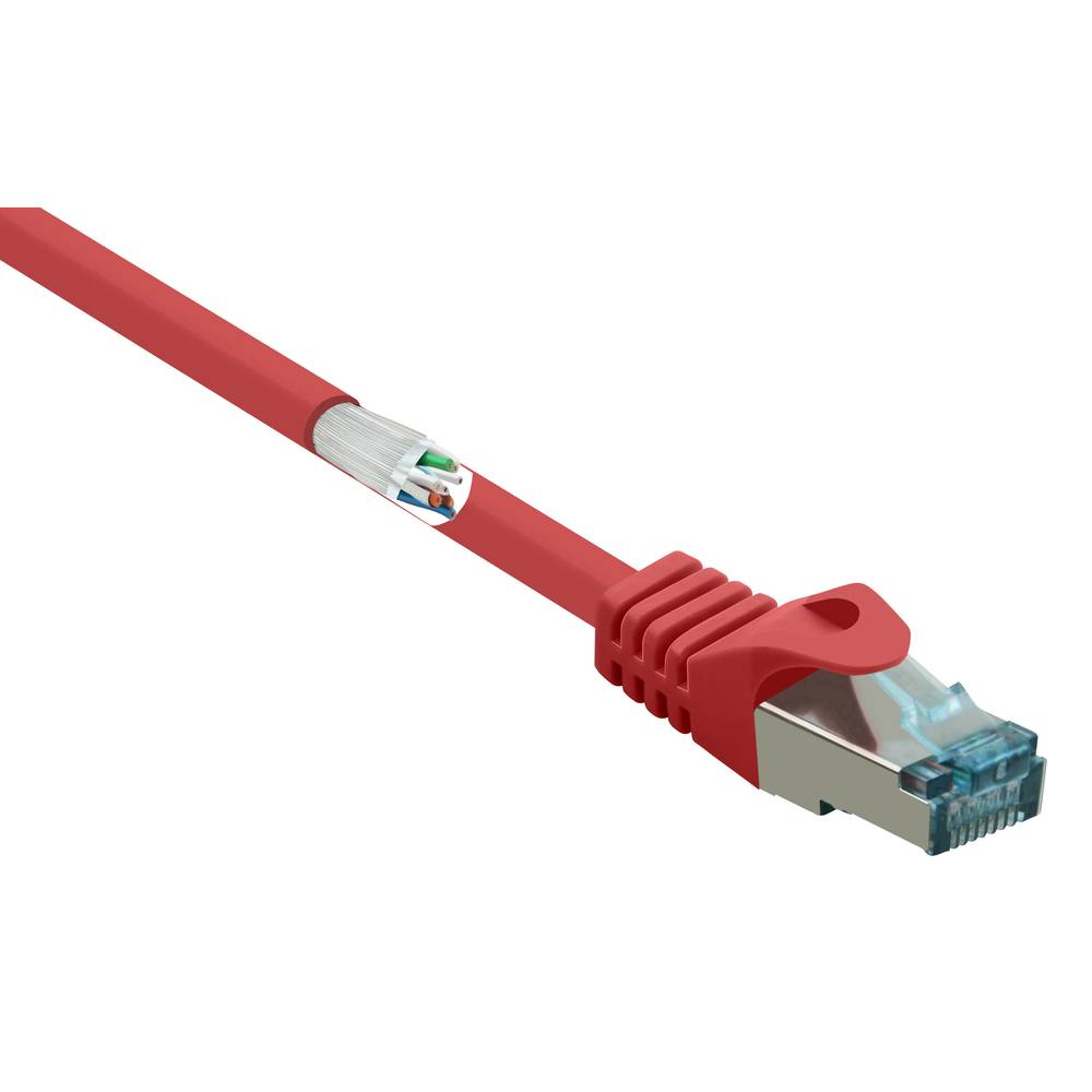 Renkforce RF-5043970 RJ45 síťové kabely, propojovací kabely CAT 6A S/FTP 5.00 m červená samozhášecí 1 ks