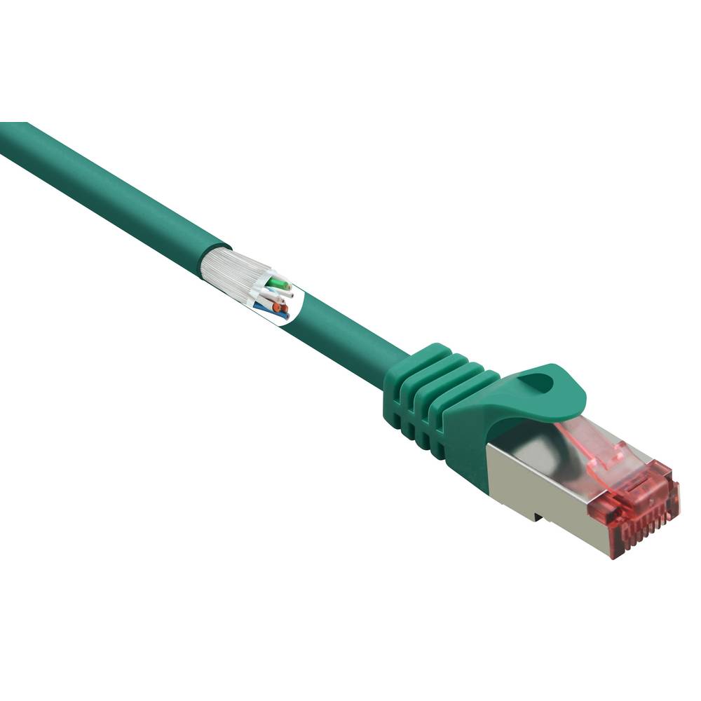 Renkforce RF-5052916 RJ45 síťové kabely, propojovací kabely CAT 6 S/FTP 2.00 m zelená s ochranou, pozlacené kontakty, sa