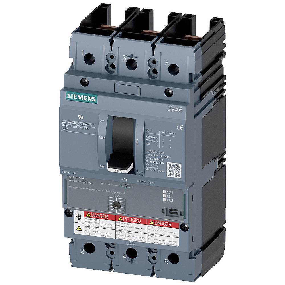 Siemens 3VA6180-1MS31-0AA0 výkonový vypínač 1 ks Rozsah nastavení (proud): 80 - 80 A Spínací napětí (max.): 600 V/AC (š