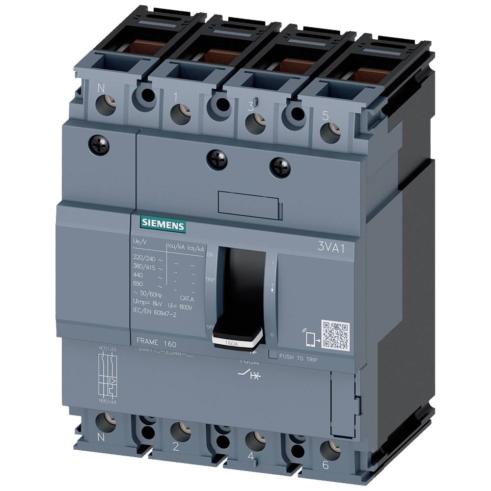 Siemens 3VA1150-4ED46-0AA0 výkonový vypínač 1 ks Rozsah nastavení (proud): 50 - 50 A Spínací napětí (max.): 690 V/AC (š