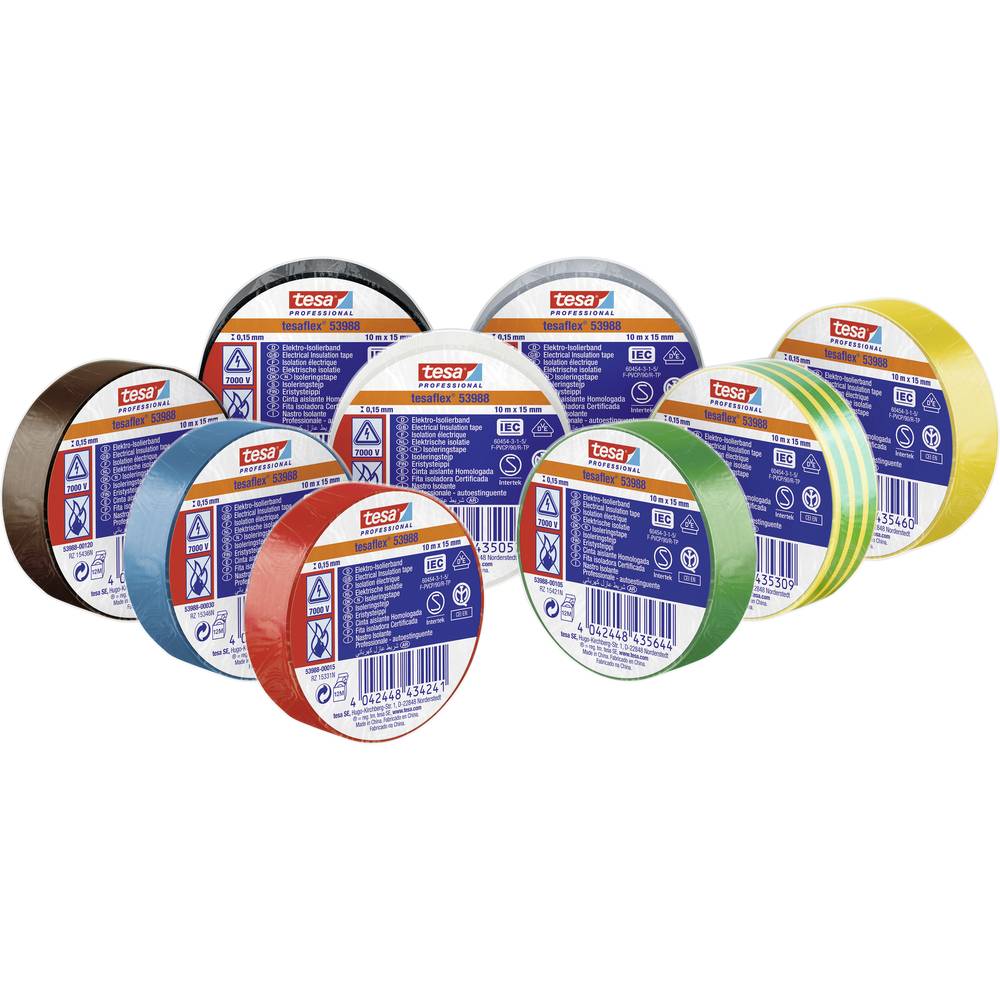 tesa 53988-00135-00 izolační páska tesa® Professional hnědá, zelená, žlutá, bílá, šedá, modrá, červená, černá, černá (d