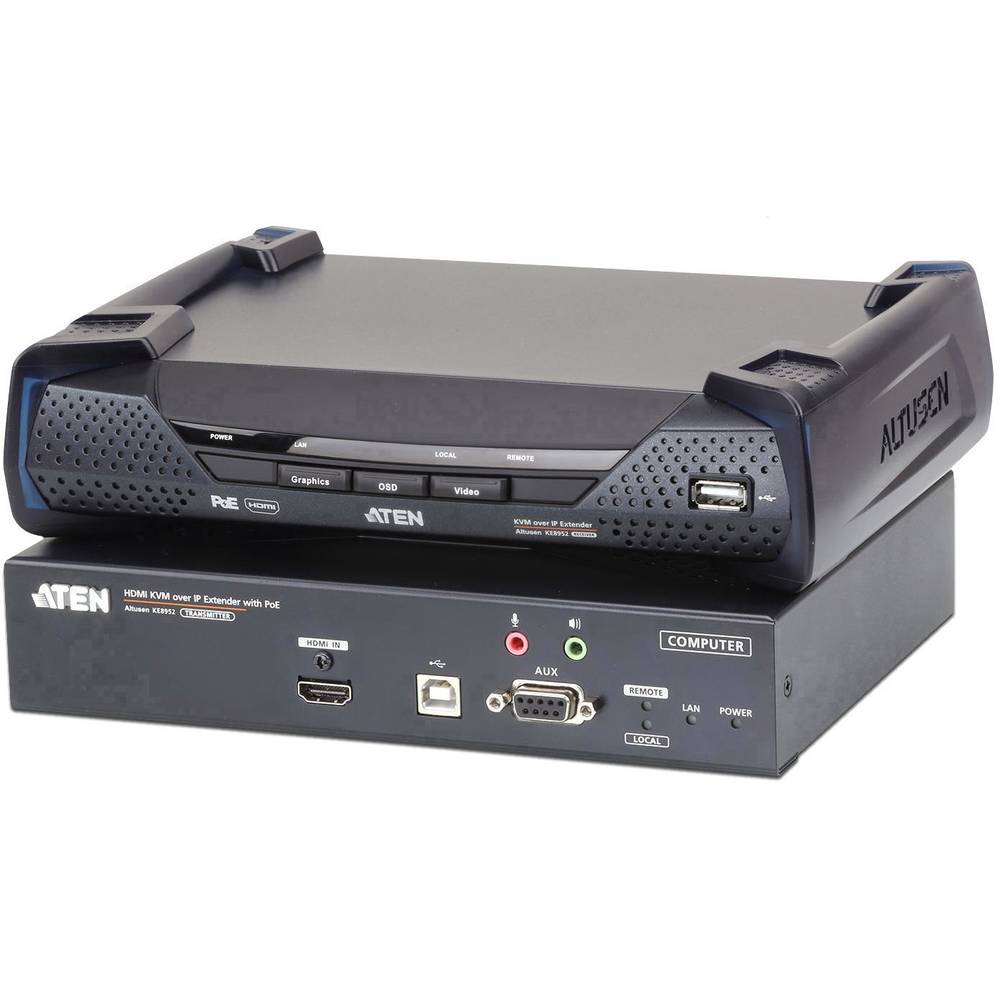 ATEN KE8952-AX HDMI™, USB, RS232, Audio-Line-out , zásuvka mikrofonu extender (prodloužení) přes síťový kabel RJ45, přes