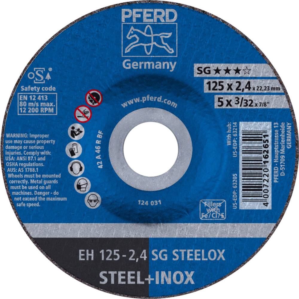 PFERD SG STEELOX 61341222 řezný kotouč lomený 125 mm 25 ks nerezová ocel, ocel