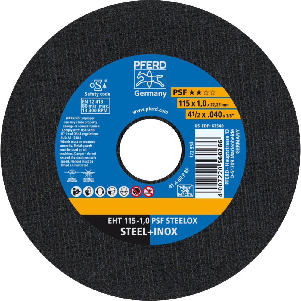 PFERD PSF STEELOX 61730100 řezný kotouč rovný 115 mm 25 ks nerezová ocel, ocel