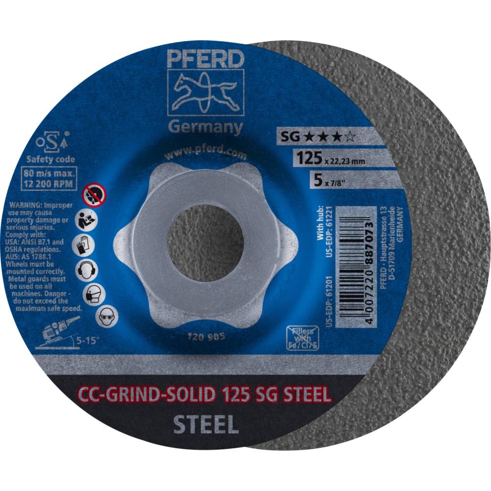 PFERD 64185125 Cc-Grind-Solid Sg Steel brusný kotouč Průměr 125 mm 10 ks