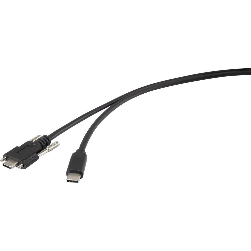 Renkforce USB kabel USB 3.2 Gen1 (USB 3.0 / USB 3.1 Gen1) USB-C ® zástrčka, USB-C ® zástrčka 1.00 m černá lze šroubovat