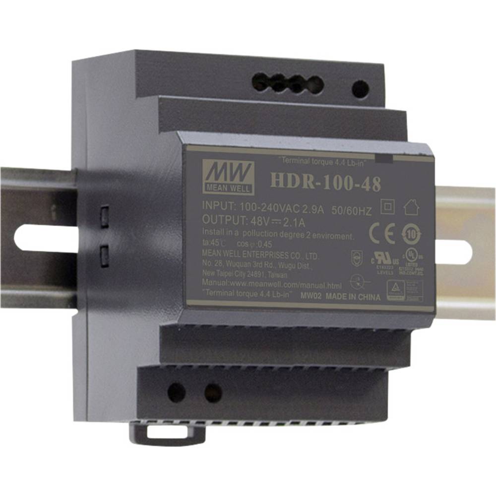 Mean Well HDR-100-12 síťový zdroj na DIN lištu, 12 V/DC, 7.1 A, 85.2 W, výstupy 1 x