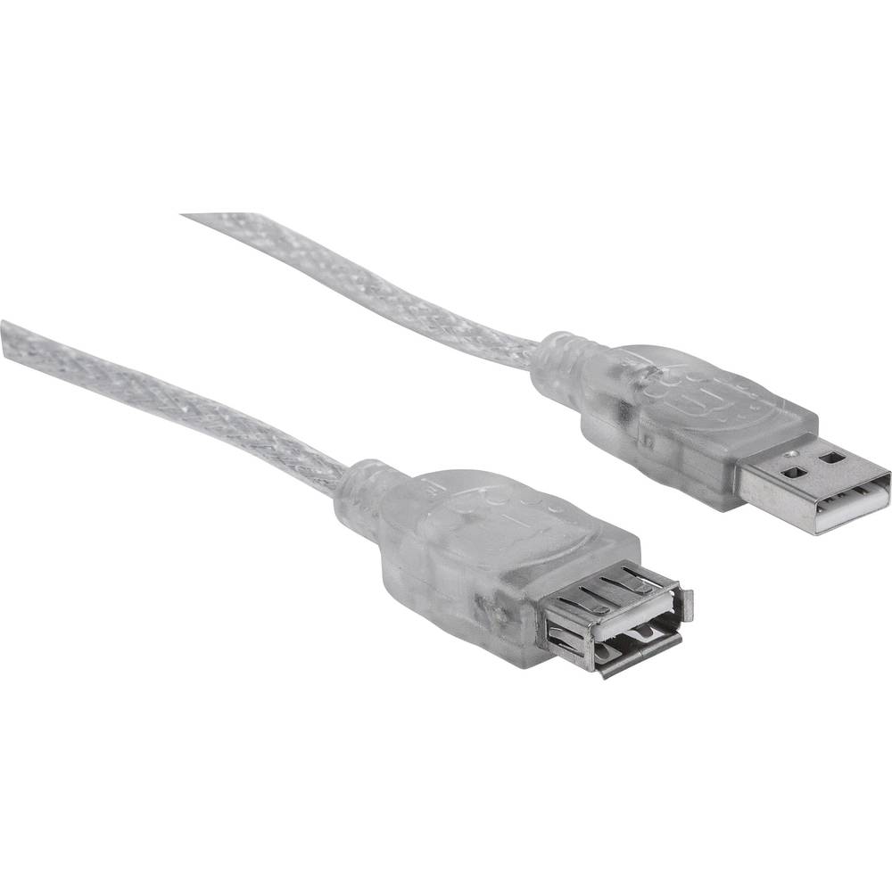 Manhattan USB kabel USB 2.0 USB-A zástrčka, USB-A zásuvka 4.50 m stříbrná 340502
