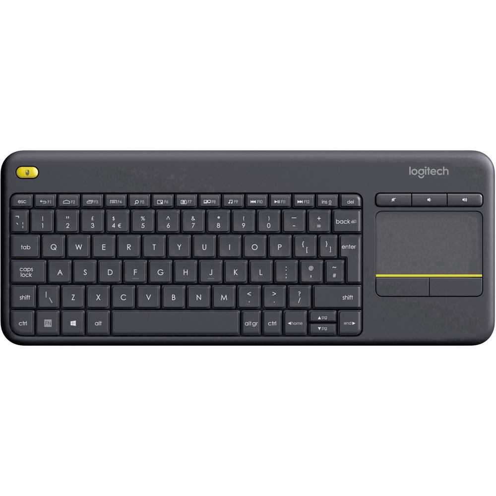 Logitech K400+ bezdrátový klávesnice česky černá integrovaný touchpad, tlačítka myši, tlačítka multimédií