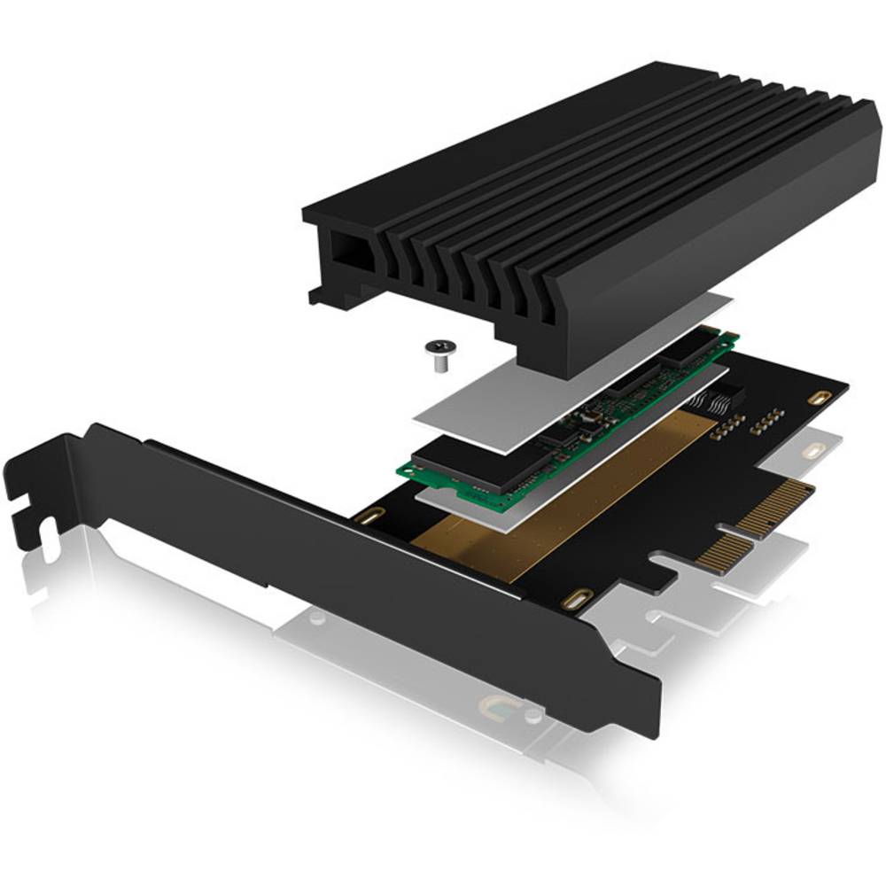 ICY BOX IB-PCI214M2-HSL, PCIe-Karte, 1x M.2 PCIe (NVMe) SSD zu PCIe 4.0 x4 über M-Key 1 port Řadič M.2 PCIe x4 Vhodný pr