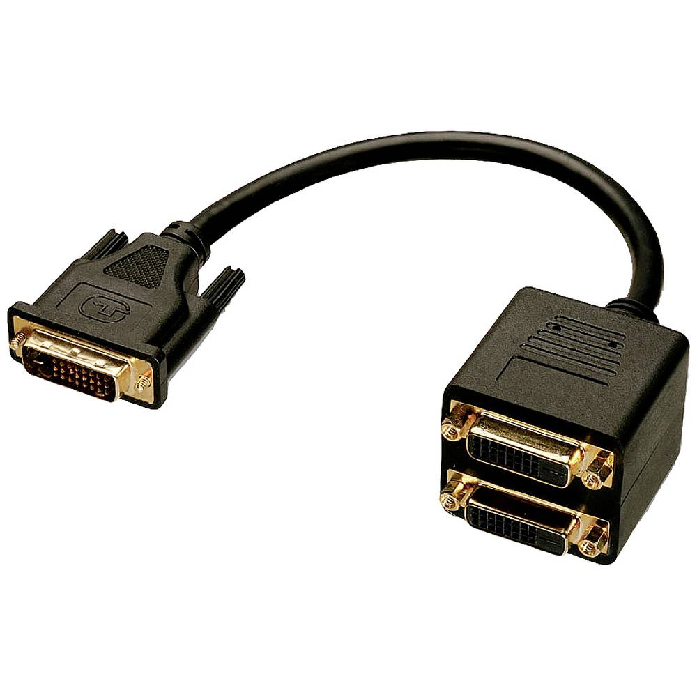 LINDY 41215 DVI adaptér [1x DVI-D zástrčka - 2x DVI zásuvka 24+5pólová] černá 20.00 cm