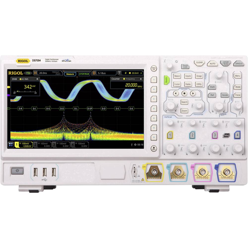 Rigol DS7054 digitální osciloskop 500 MHz 10 GSa/s 500 Mpts funkce multimetru 1 ks