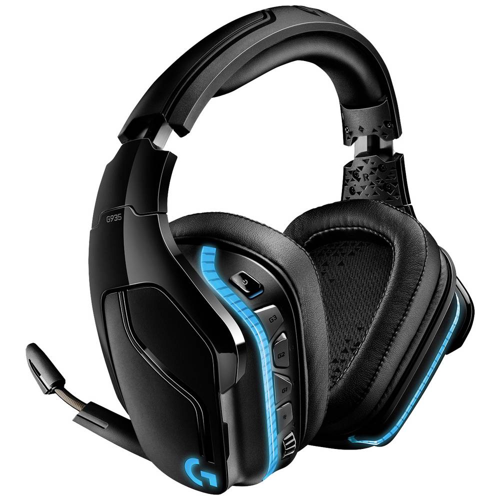 Logitech Gaming G935 herní headset jack 3,5 mm bez kabelu, na kabel přes uši černá, RGB 7.1 Surround