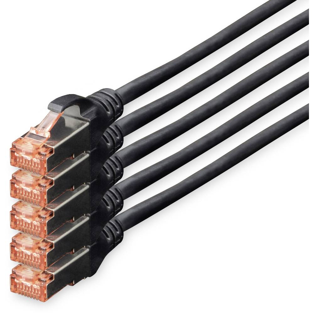 Digitus DK-1644-100-BL-5 RJ45 síťové kabely, propojovací kabely CAT 6 S/FTP 10.00 m černá fóliové stínění, kompletní stí
