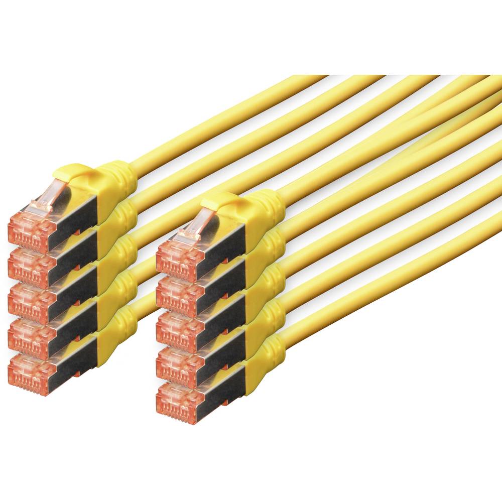 Digitus DK-1644-0025-Y-10 RJ45 síťové kabely, propojovací kabely CAT 6 S/FTP 0.25 m žlutá fóliové stínění, kompletní stí