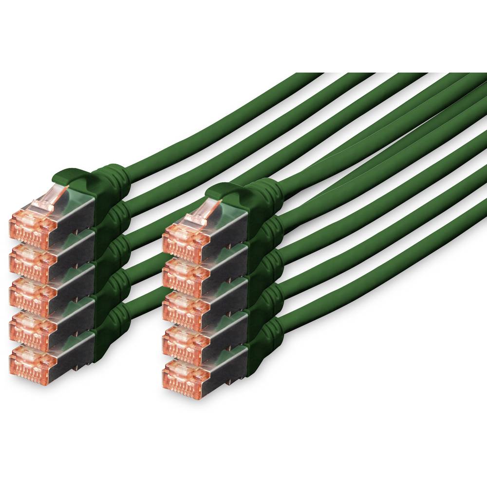 Digitus DK-1644-0025-G-10 RJ45 síťové kabely, propojovací kabely CAT 6 S/FTP 0.25 m zelená fóliové stínění, kompletní st