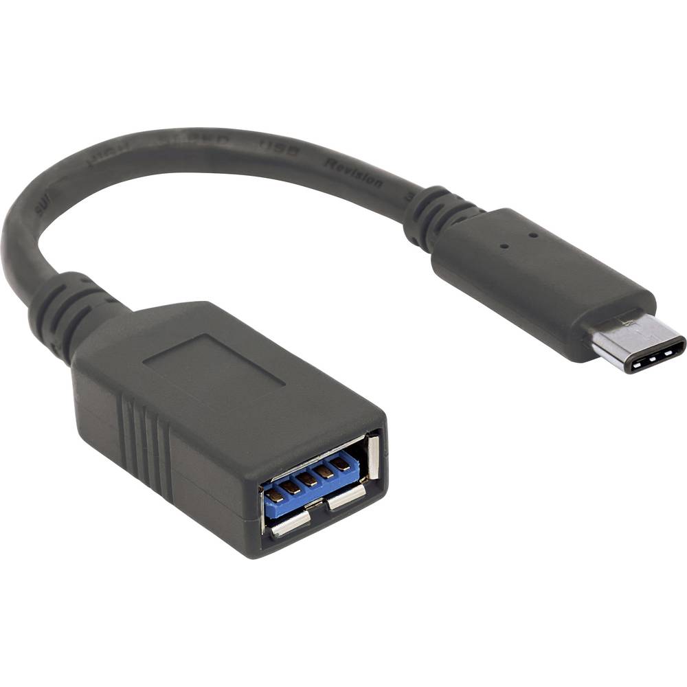 Manhattan USB kabel USB 3.2 Gen1 (USB 3.0 / USB 3.1 Gen1) USB-C ® zástrčka, USB-A zásuvka 0.15 m černá oboustranně zapoj