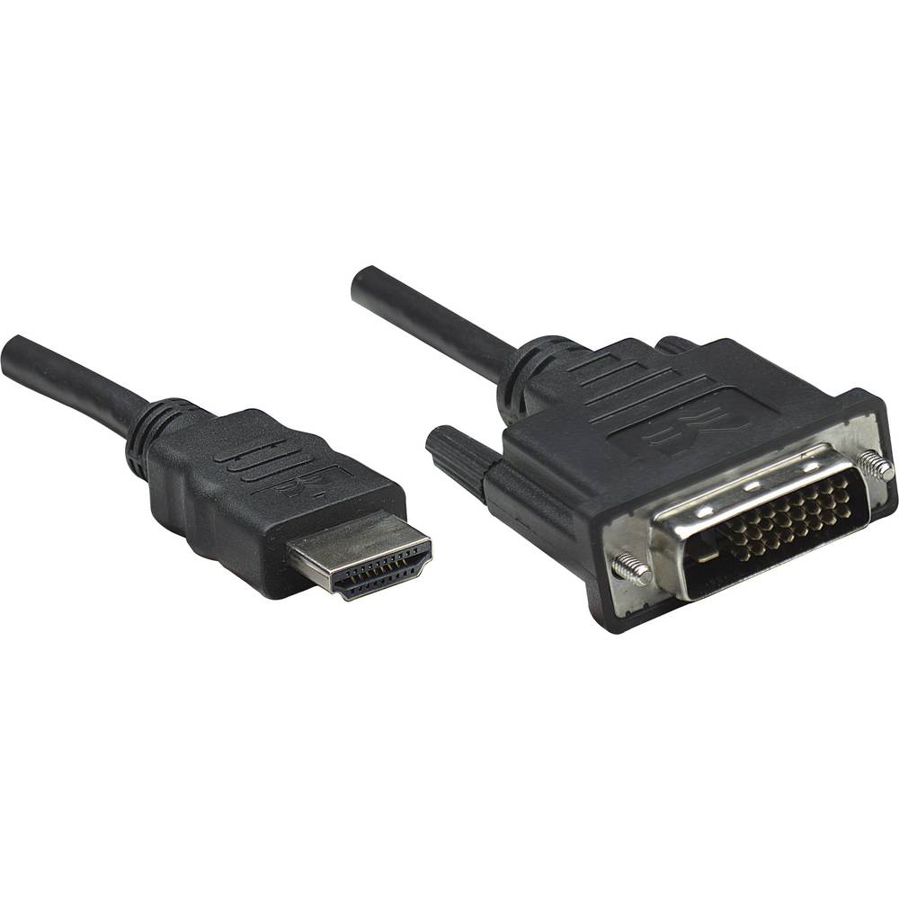 Manhattan HDMI / DVI kabelový adaptér Zástrčka HDMI-A, DVI-D 24+1pol. Zástrčka 1.00 m černá 322782 HDMI kabel