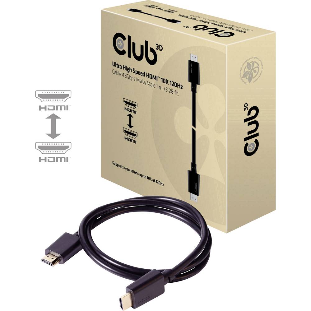 club3D HDMI kabel Zástrčka HDMI-A, Zástrčka HDMI-A 1.00 m černá CAC-1371 HDMI kabel