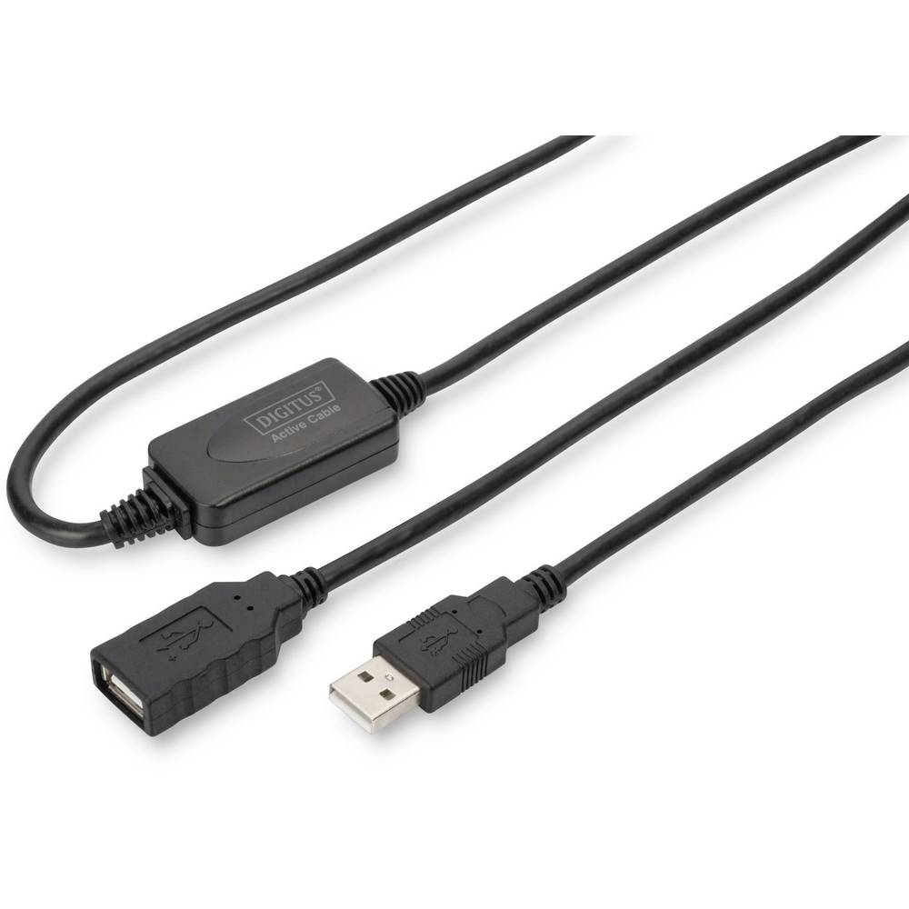 Digitus USB kabel USB 2.0 USB-A zásuvka, USB-A zástrčka 20.00 m černá s USB, s prodlužovacím kabelem DA-73102