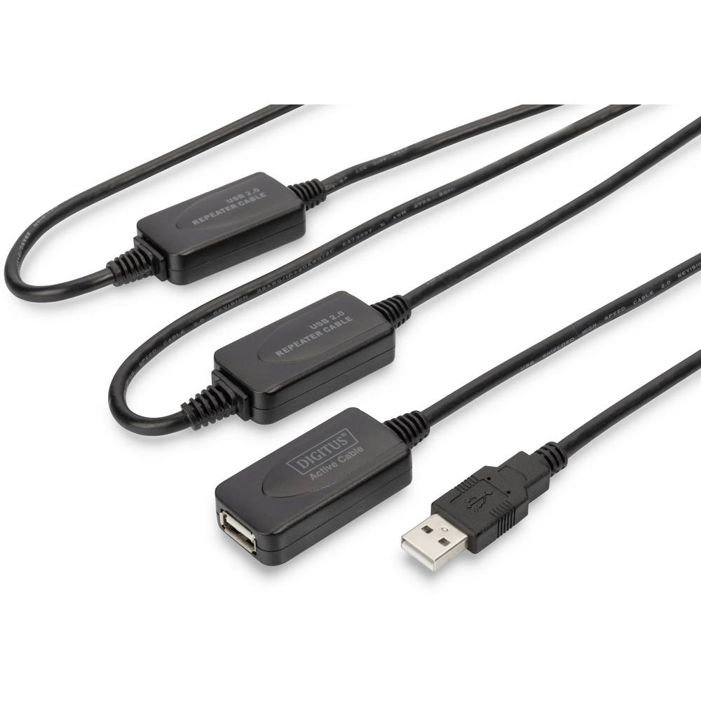 Digitus USB kabel USB 2.0 USB-A zásuvka, USB-A zástrčka 25.00 m černá s USB, s prodlužovacím kabelem DA-73103