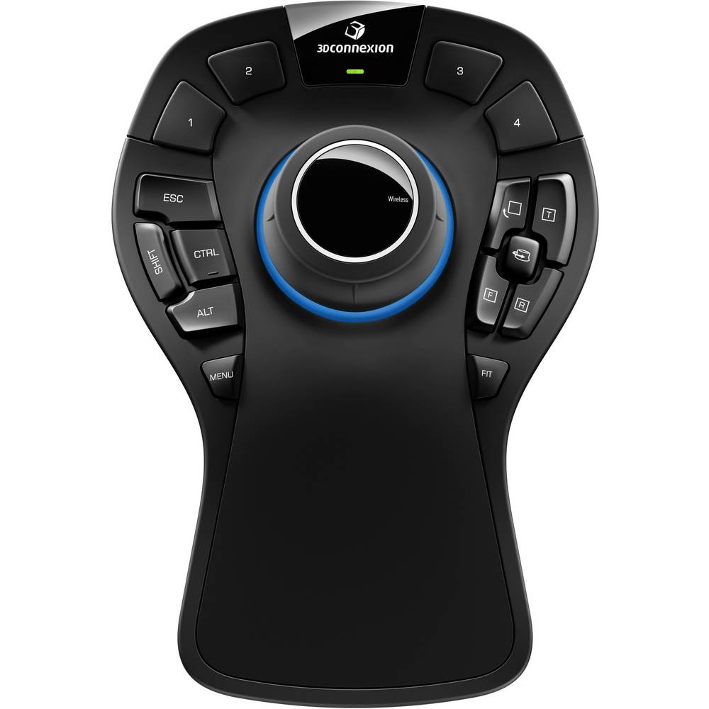 3Dconnexion SpaceMouse Pro Bezdrátová myš bezdrátový černá 15 tlačítko ergonomická, s podsvícením, displej, extra velká tlačítka, USB hub, podložka pod zápěstí