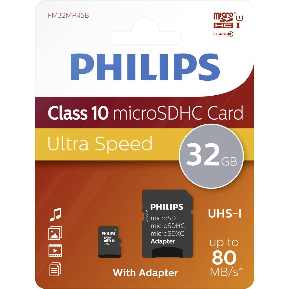 Philips paměťová karta microSDHC 16 GB Class 10 vč. SD adaptéru