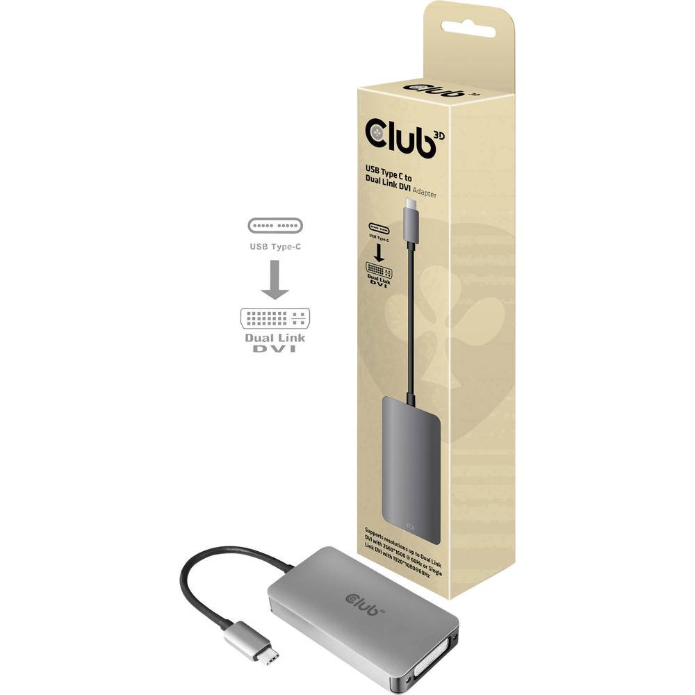 club3D CAC-1510 USB-C® / DVI adaptér [1x USB-C® zástrčka - 1x DVI zásuvka 24+5pólová] hliník