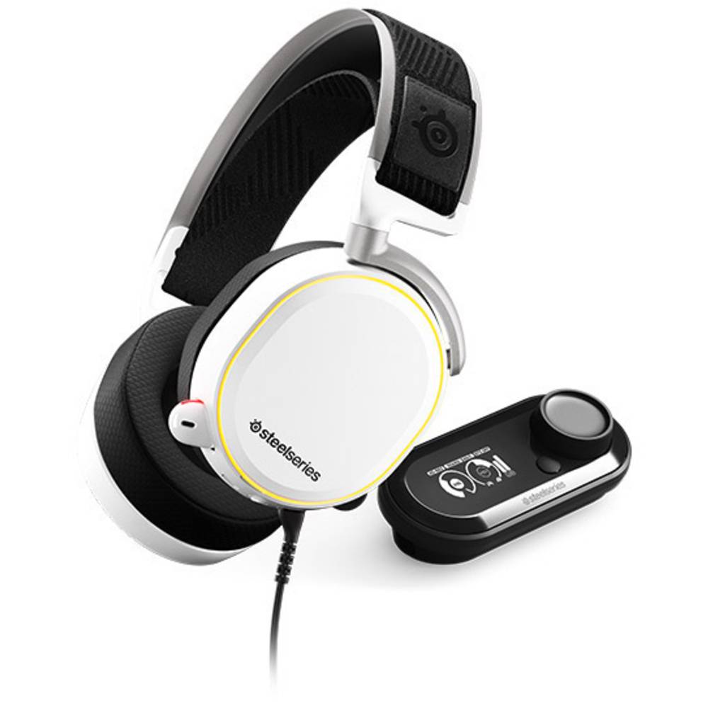 Steelseries ARCTIS PRO+ GAME DAC Gaming Sluchátka Over Ear kabelová stereo bílá, černá Redukce šumu mikrofonu, Potlačení