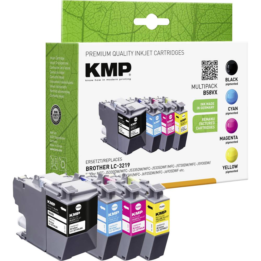 KMP Ink náhradní Brother LC-3219XLBK, LC-3219XLC, LC-3219XLM, LC-3219XLY kompatibilní kombinované balení černá, azurová,
