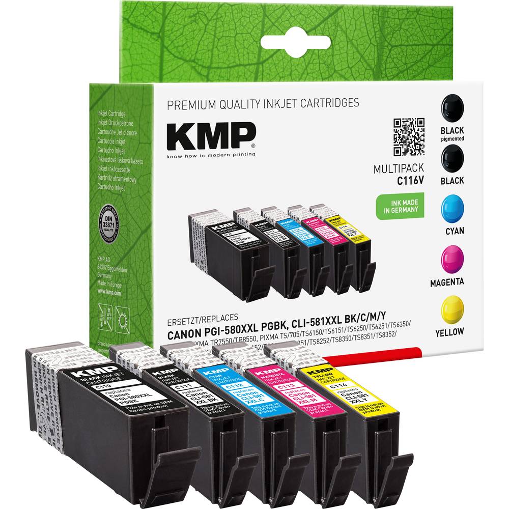 KMP Ink náhradní Canon PGI-580PGBK XXL, CLI-581BK XXL, CLI-581C XXL, CLI-581M XXL, CLI-581Y XXL kompatibilní kombinované