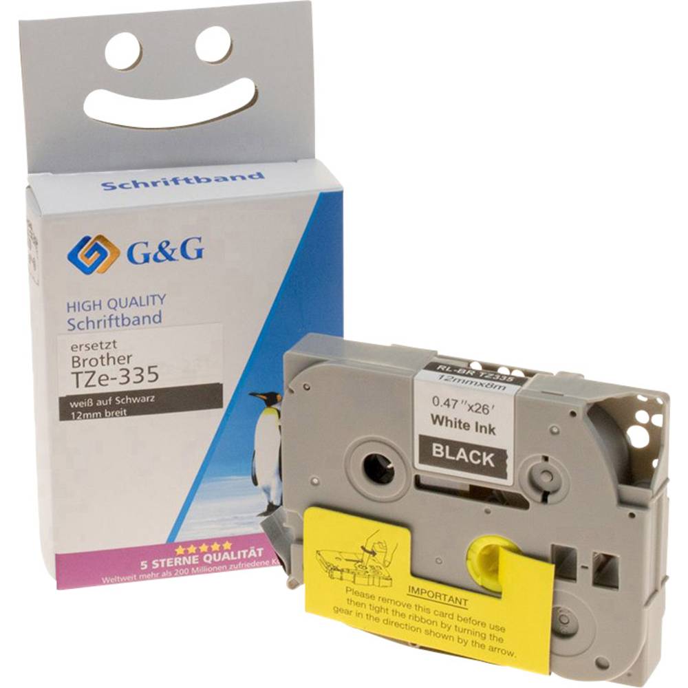 páska do štítkovače G&G 15558 kompatibilní náhradní Brother TZe-335 Barva pásky: černá Barva písma: bílá 12 mm 8 m