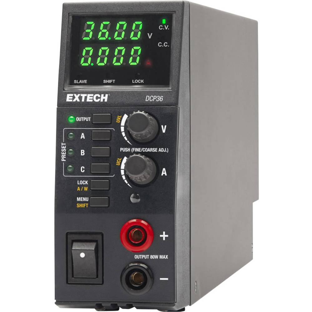 Extech DCP36 laboratorní zdroj s nastavitelným napětím, 0.5 - 36 V, 0 - 5 A, 80 W, DCP36