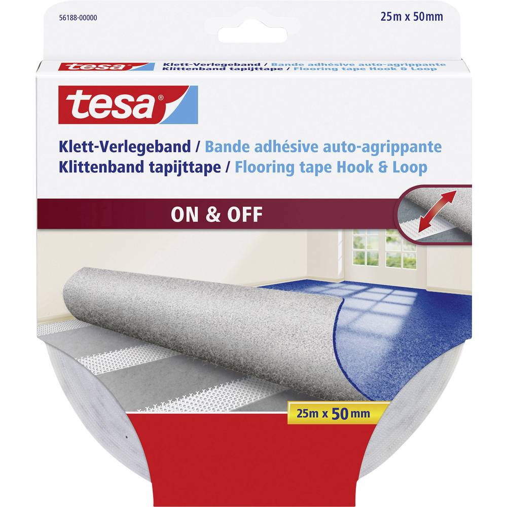 tesa Tesa podlahářská páska se suchým zipem lepicí (d x š) 25 m x 50 mm bílá 1 ks