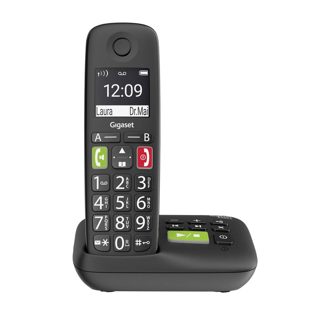 Gigaset E290A DECT/GAP bezdrátový analogový telefon kompatibilní s naslouchadly , záznamník, handsfree, dětský telefon č