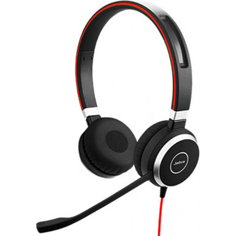 Jabra Evolve 40 MS Stereo telefon Sluchátka On Ear kabelová stereo černá, červená Potlačení hluku Vypnutí zvuku mikrofon