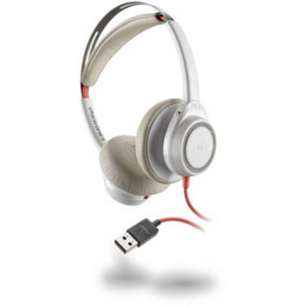 Plantronics Blackwire C7225 binaural USB ANC telefon Sluchátka On Ear kabelová stereo bílá Potlačení hluku Vypnutí zvuku