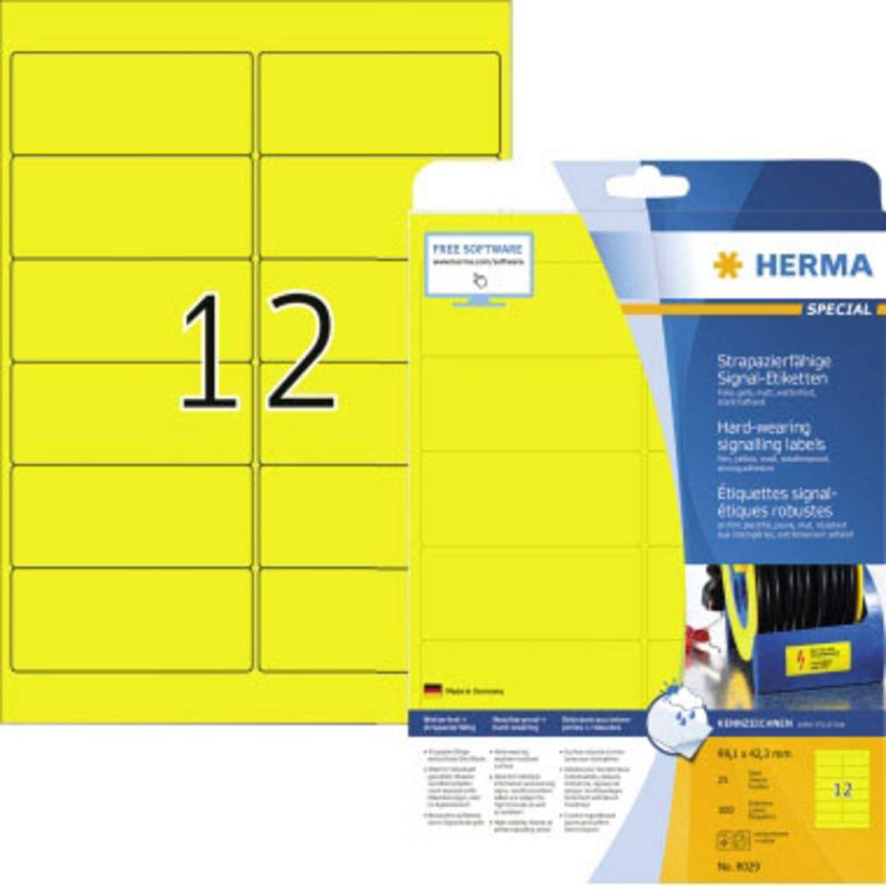 Herma 8029 etikety signální 99.1 x 42.3 mm poylesterová fólie žlutá 300 ks extra silné laserová tiskárna, barevná lasero